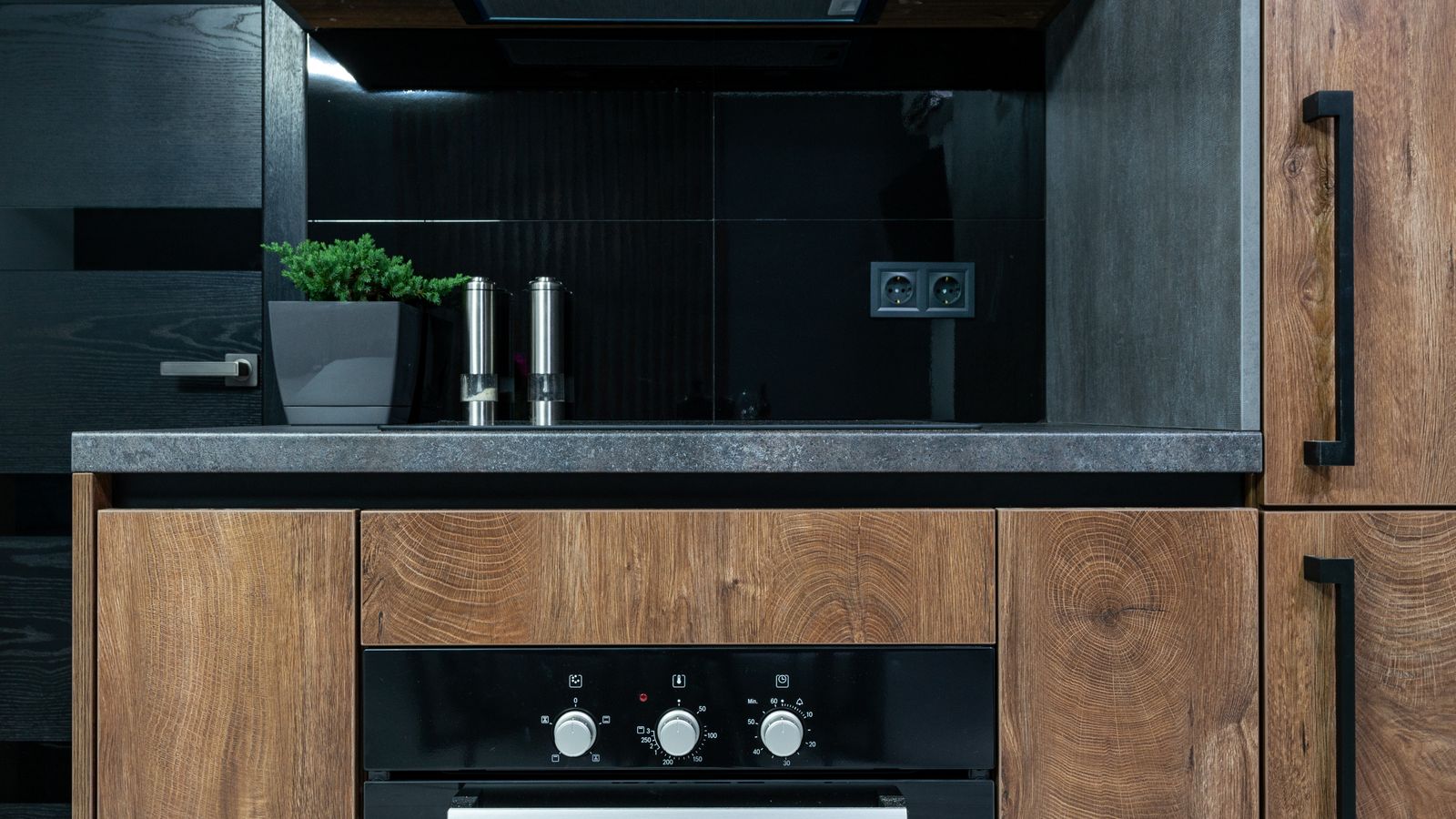 Organized kitchen counter with essential cooking appliances ready for use