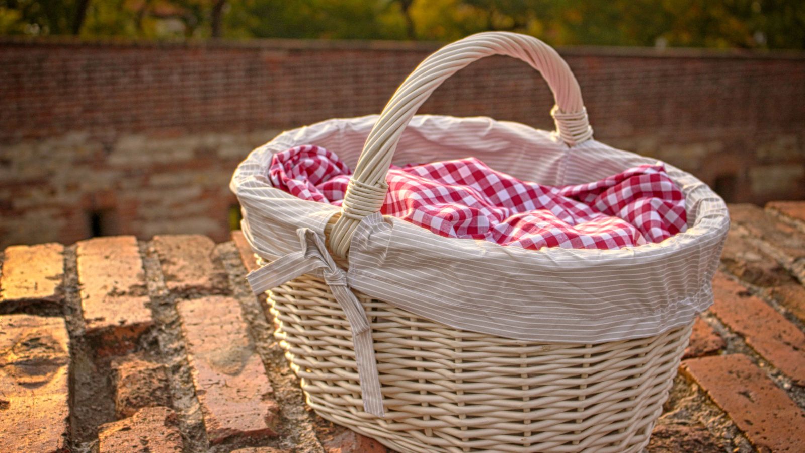Close-up of woven rattan basket texture showing natural fiber detail
