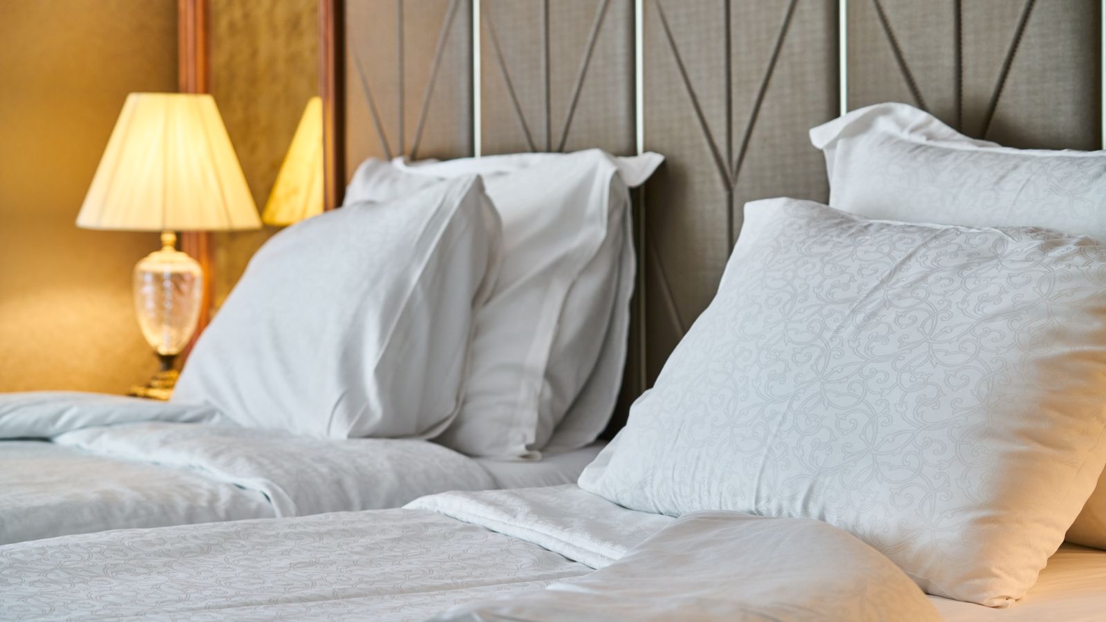 Zippered bed bug encasement being fitted over a bare mattress